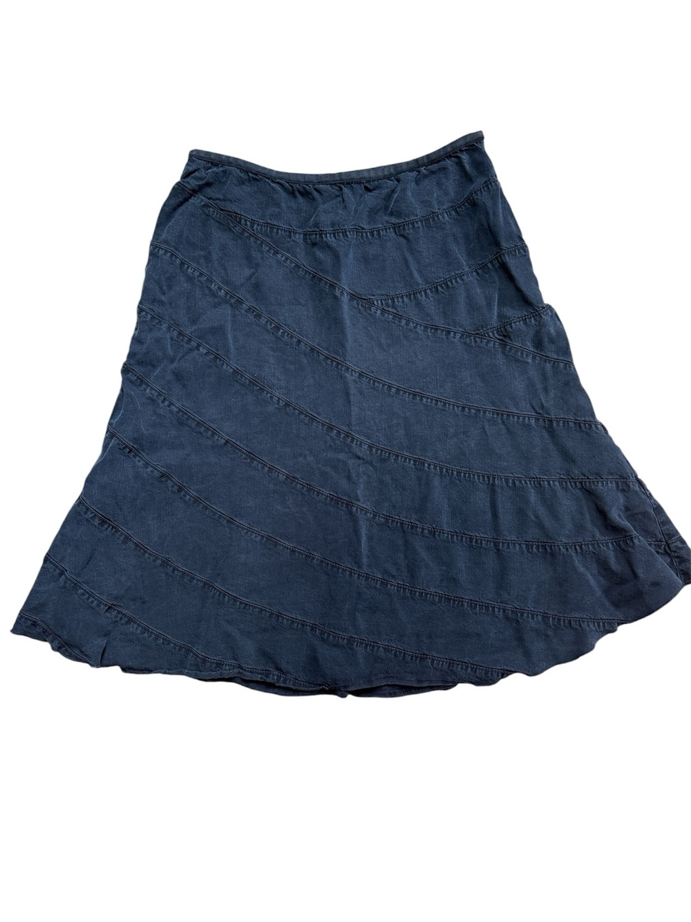NIC+ZOE Washed Black Lyocell Tiered Mini Midi Skirt Size 10 Lagenlook Boho Chic